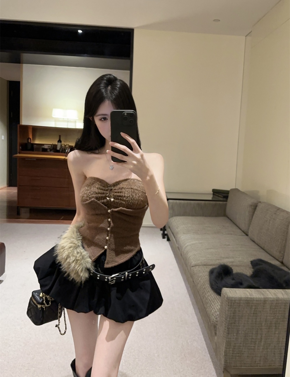 Bow enticement pinched waist wrapped chest tops