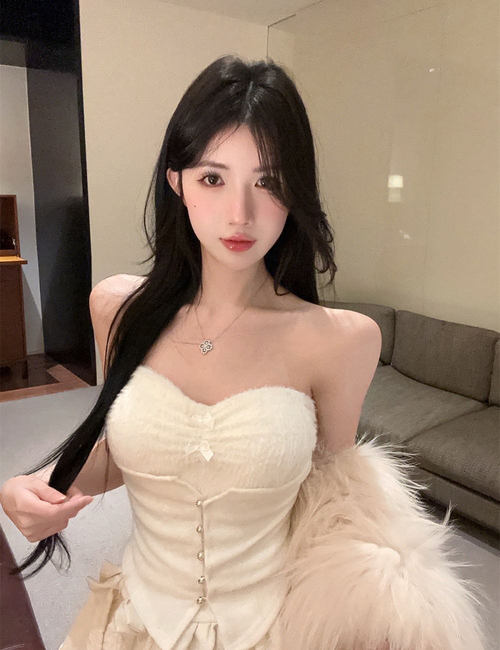 Bow enticement pinched waist wrapped chest tops