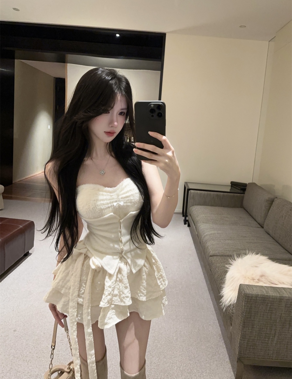 Bow enticement pinched waist wrapped chest tops