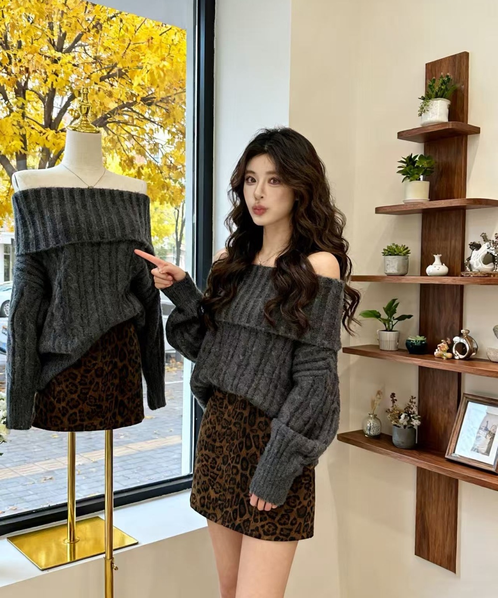 Show young Korean style tops lazy autumn skirt 2pcs set