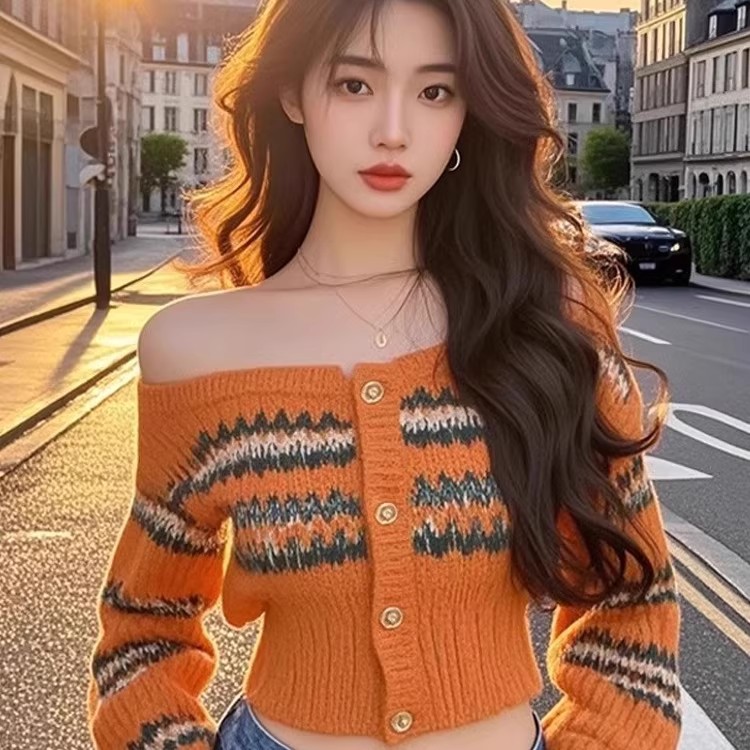 Knitted unique tops patterns sweater for women