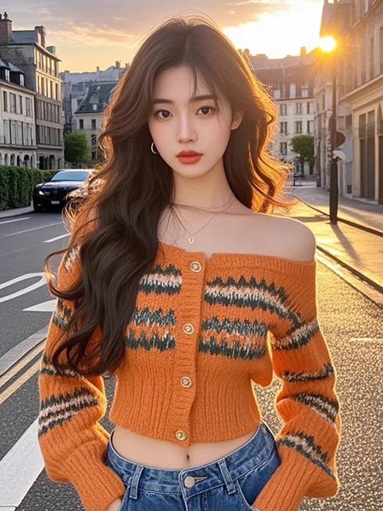 Knitted unique tops patterns sweater for women