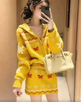 Show young tops christmas skirt 2pcs set for women