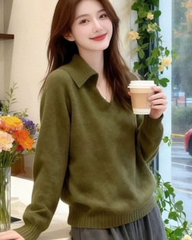 Green lazy loose long sleeve winter sweater for women