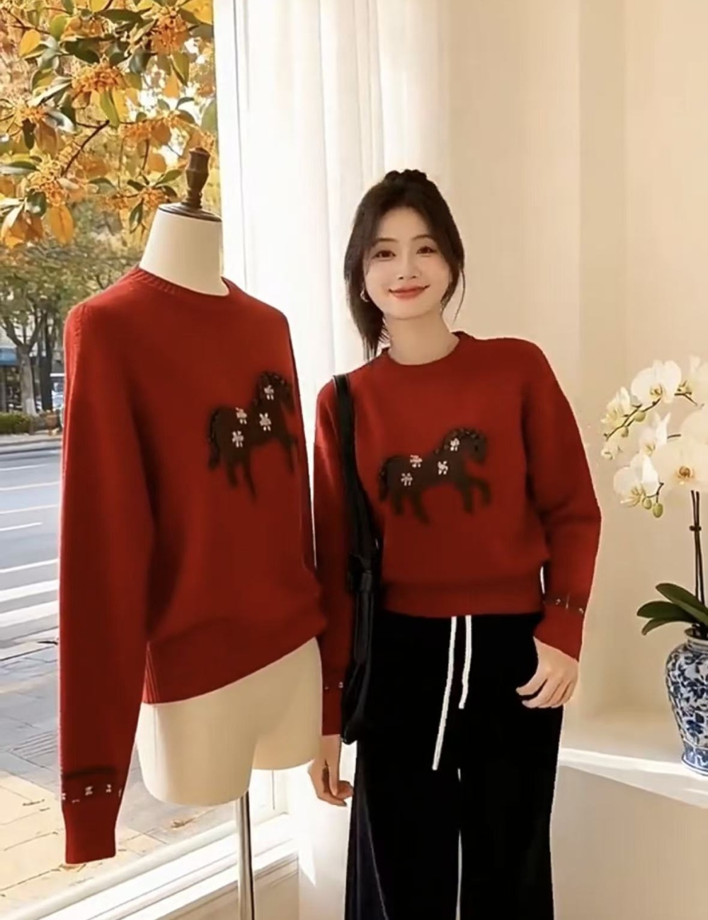 Korean style winter red sweater