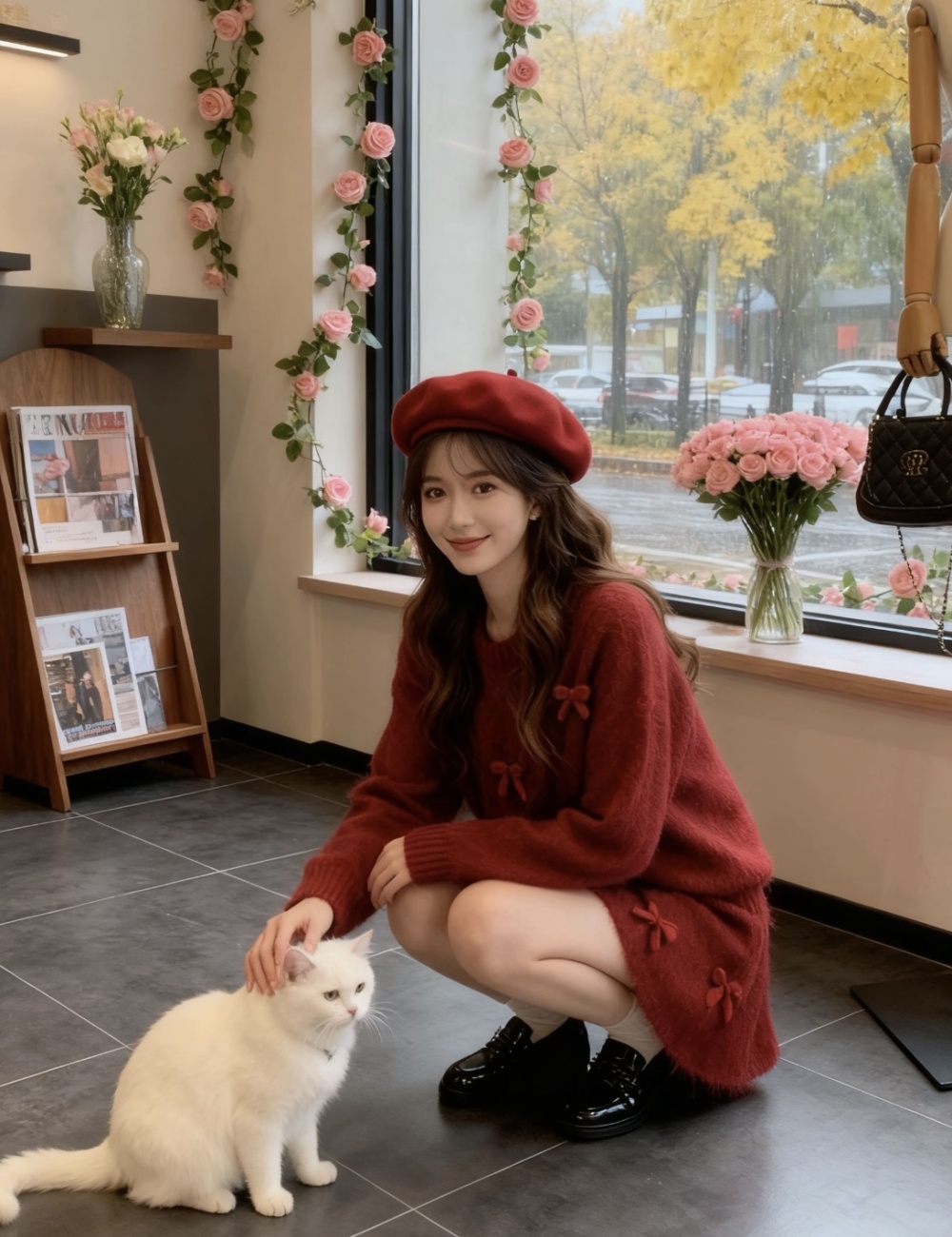 Loose lazy skirt winter sweater 2pcs set for women