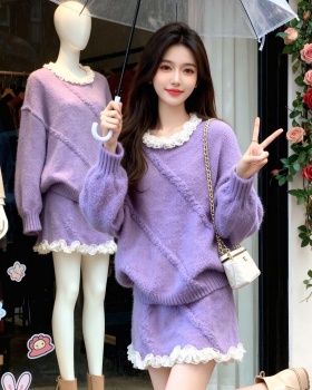 Wood ear tops short skirt 2pcs set