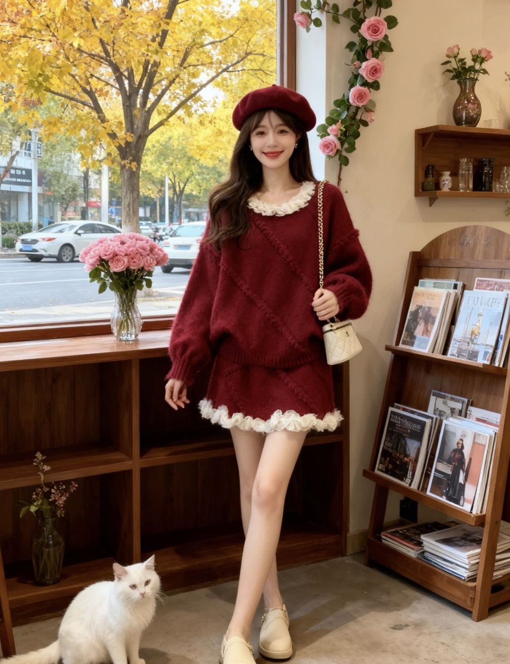 Wood ear tops short skirt 2pcs set