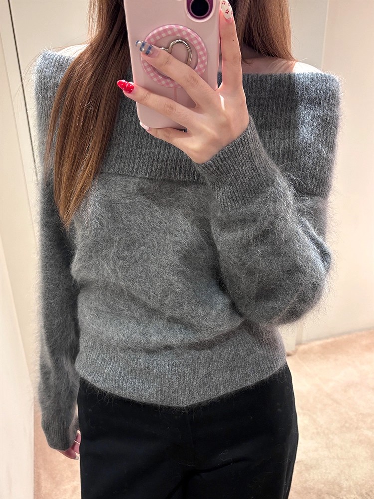 Knitted inside the ride tops pullover mink velvet sweater