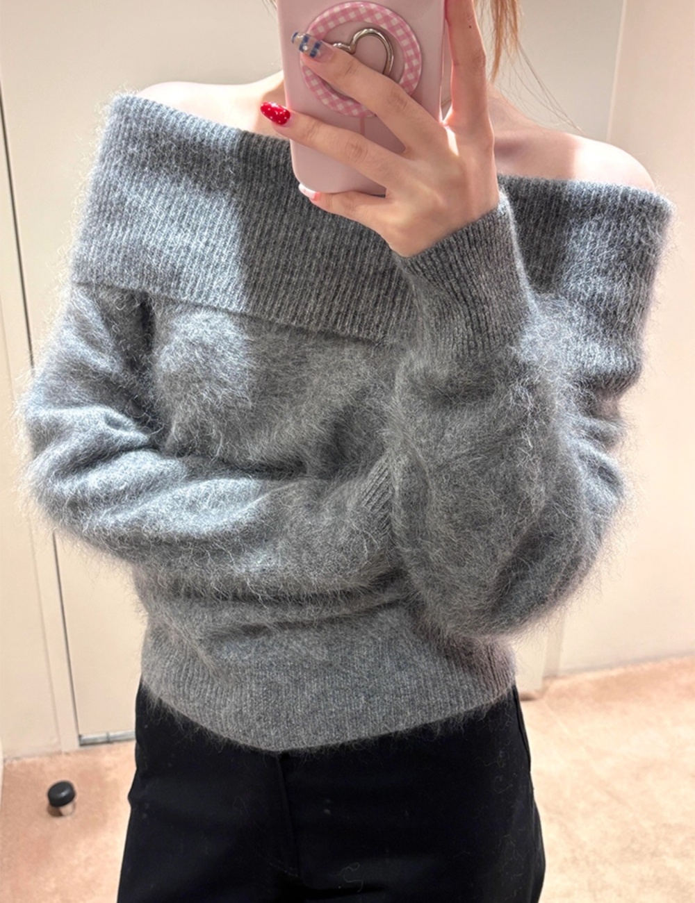 Knitted inside the ride tops pullover mink velvet sweater