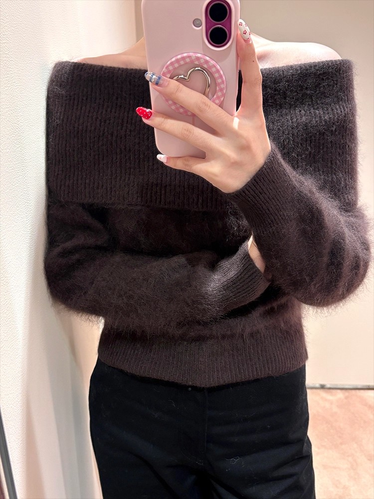 Knitted inside the ride tops pullover mink velvet sweater
