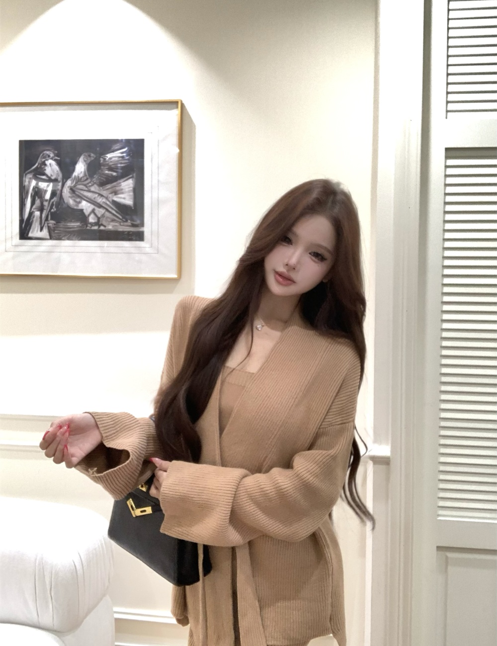 Wrapped chest sweater long skirt 3pcs set for women