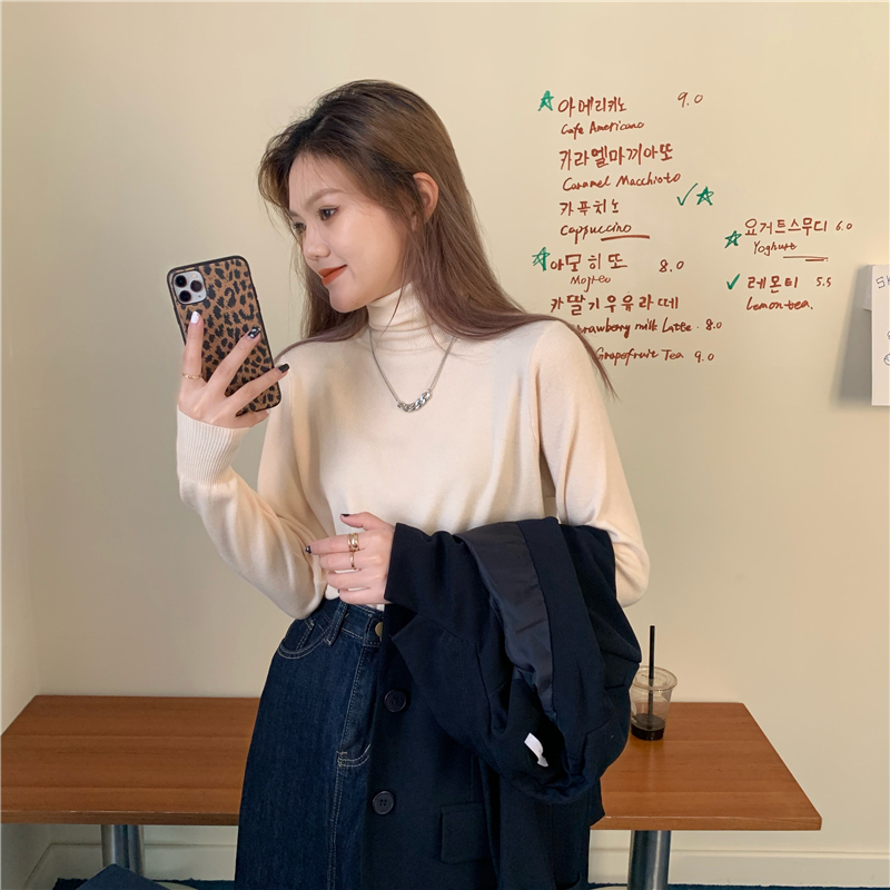 All-match pit stripe bottoming sweater for women