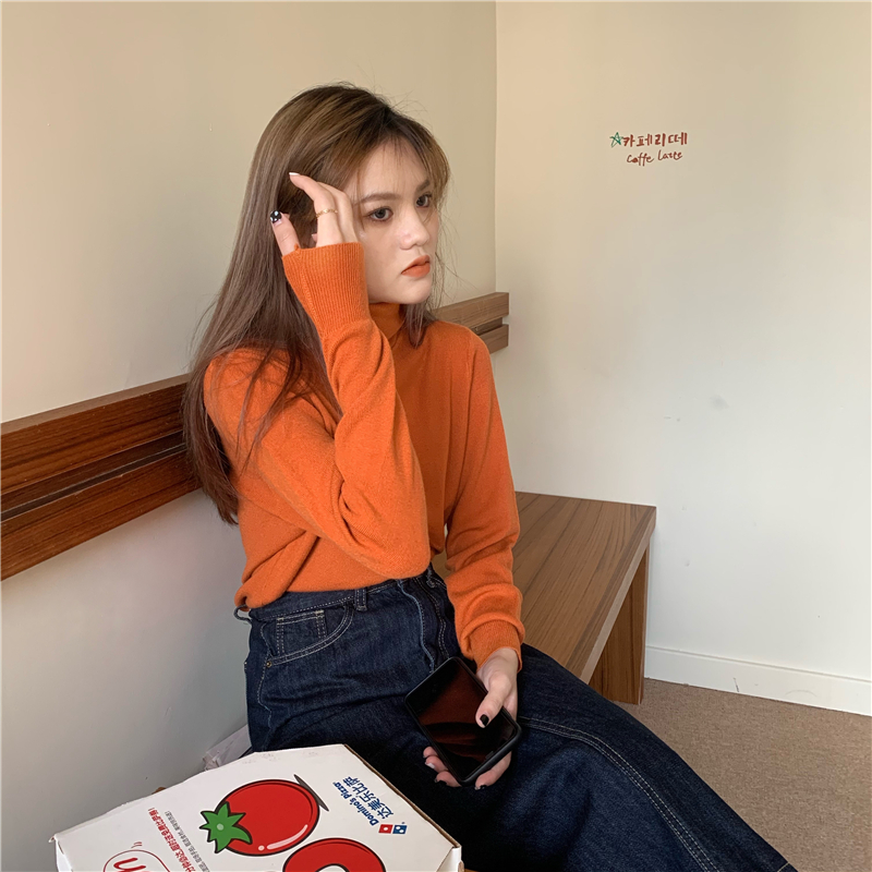 All-match pit stripe bottoming sweater for women