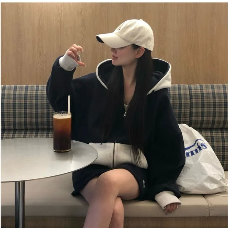 Autumn loose coat hooded long sleeve hoodie for women