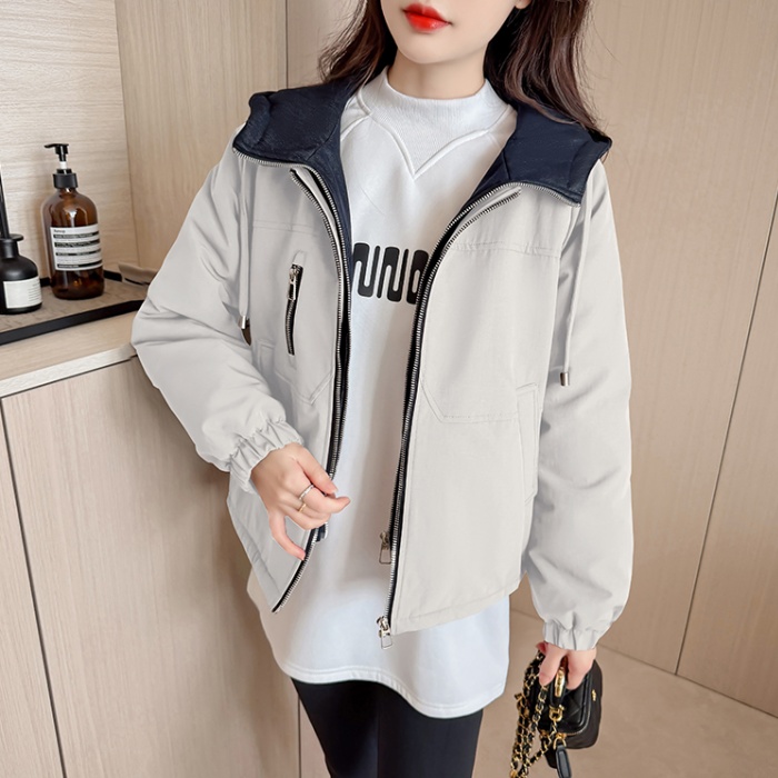 All-match winter coat plus velvet hooded jacket for women