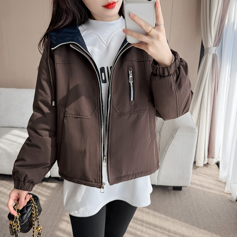 All-match winter coat plus velvet hooded jacket for women