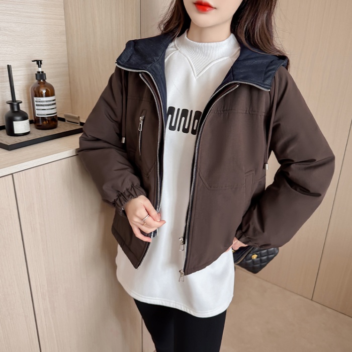 All-match winter coat plus velvet hooded jacket for women