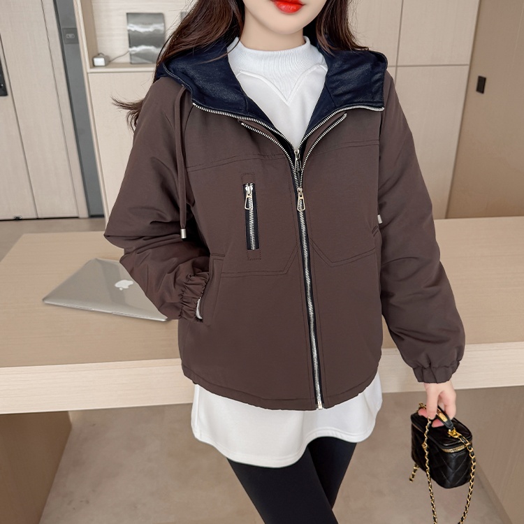 All-match winter coat plus velvet hooded jacket for women