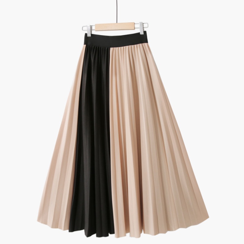 Pleated mixed colors European style chiffon skirt