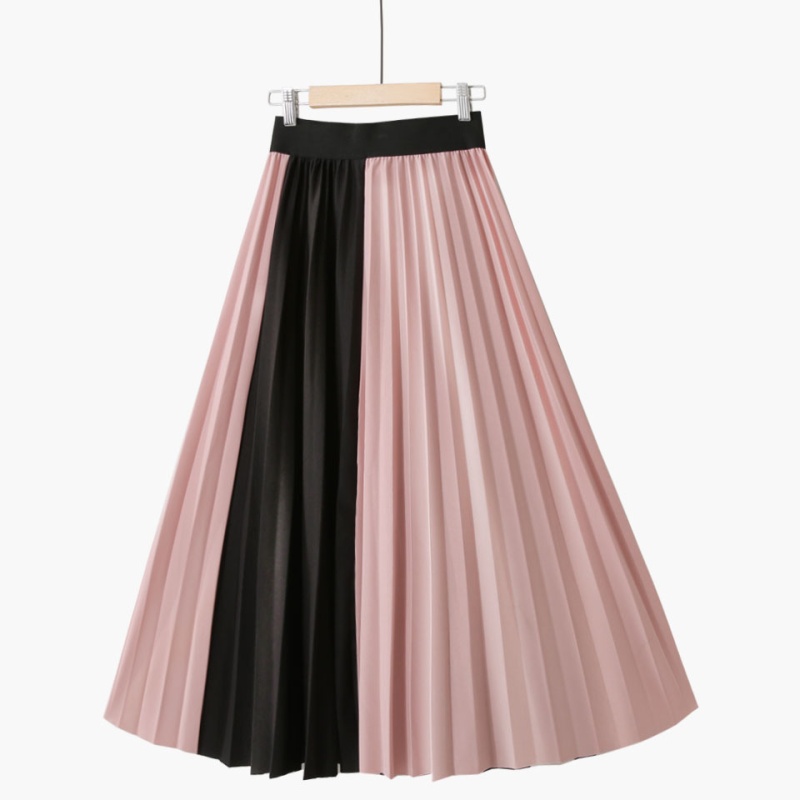 Pleated mixed colors European style chiffon skirt