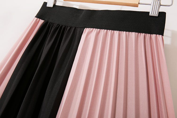 Pleated mixed colors European style chiffon skirt