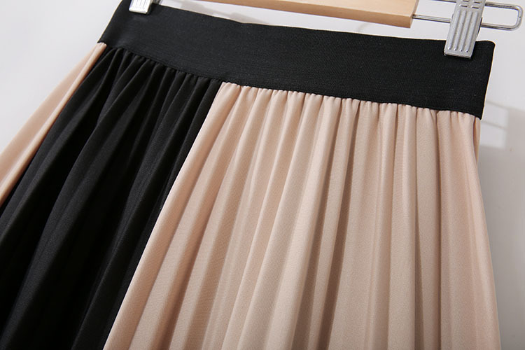 Pleated mixed colors European style chiffon skirt