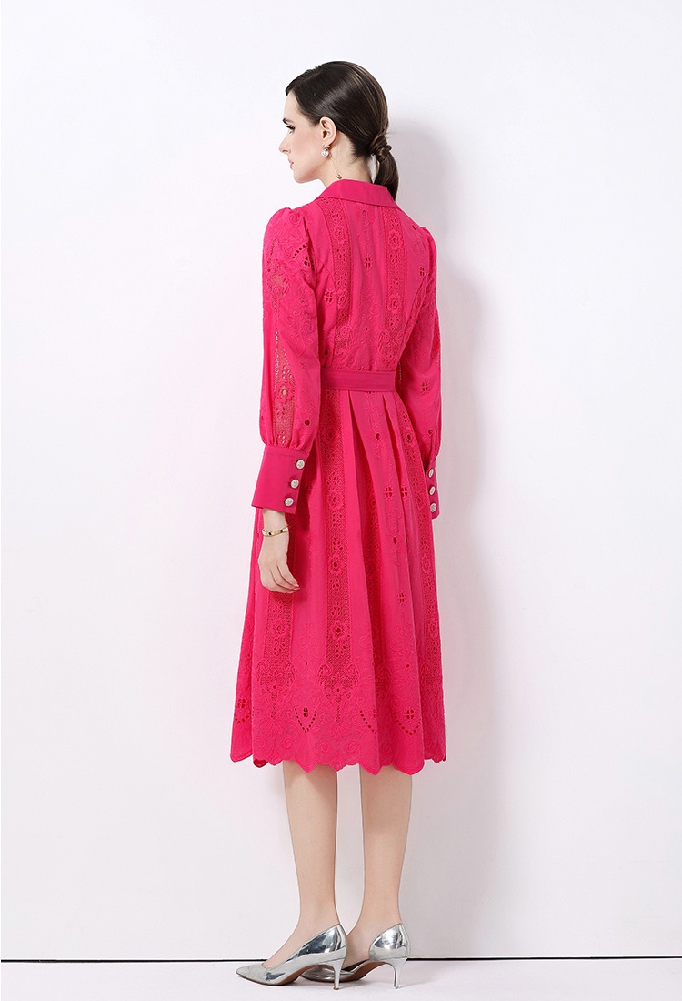Lapel pinched waist temperament elegant France style dress
