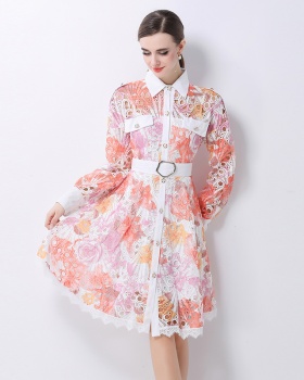 Temperament hollow France style crochet dress for women