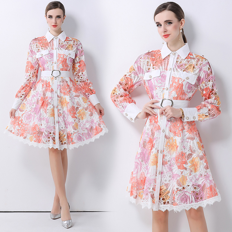 Temperament hollow France style crochet dress for women