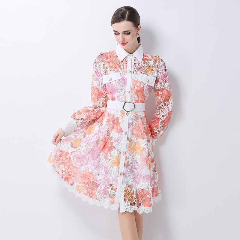 Temperament hollow France style crochet dress for women