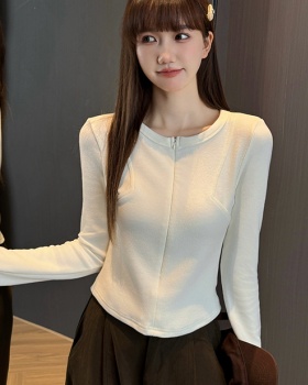 Slim Korean style temperament V-neck T-shirt for women