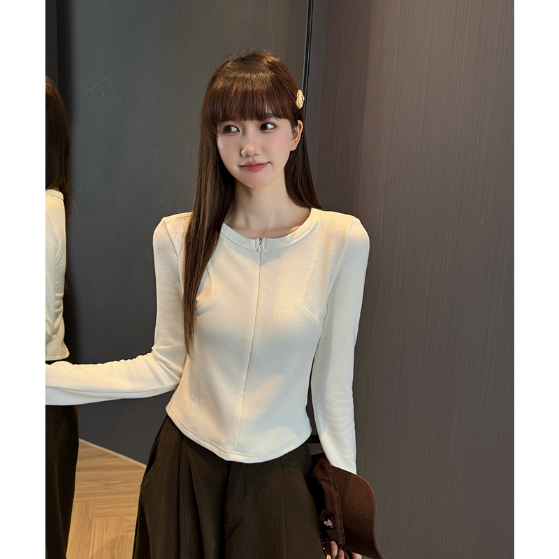 Slim Korean style temperament V-neck T-shirt for women