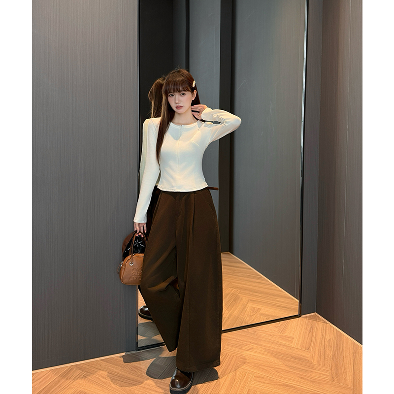 Slim Korean style temperament V-neck T-shirt for women