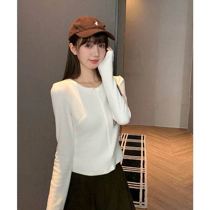 Slim Korean style temperament V-neck T-shirt for women