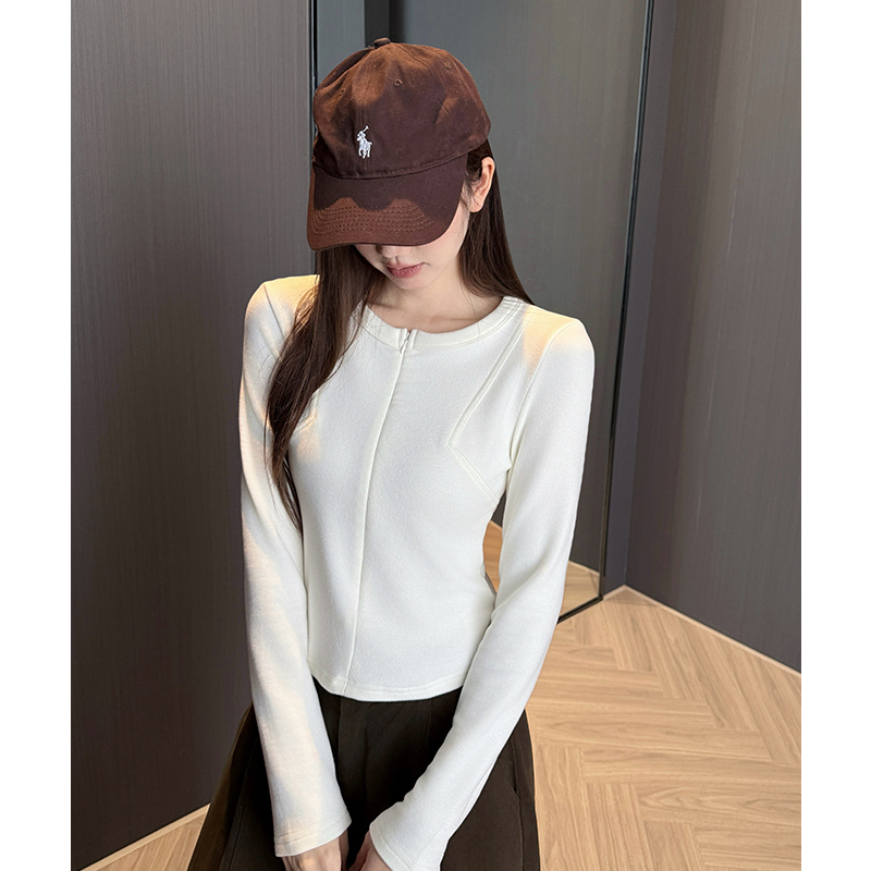 Slim Korean style temperament V-neck T-shirt for women