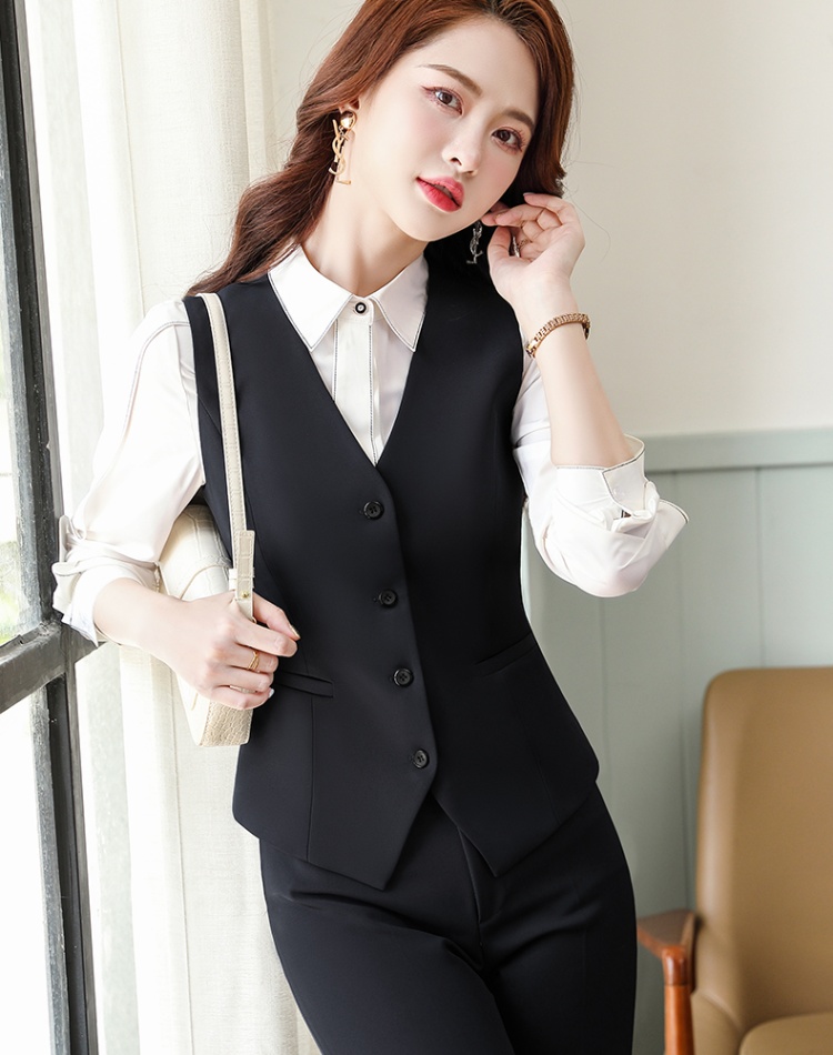 Slim waistcoat profession suit pants 2pcs set