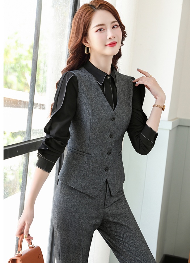 Slim waistcoat profession suit pants 2pcs set