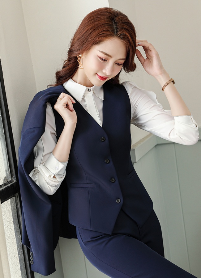 Slim waistcoat profession suit pants 2pcs set