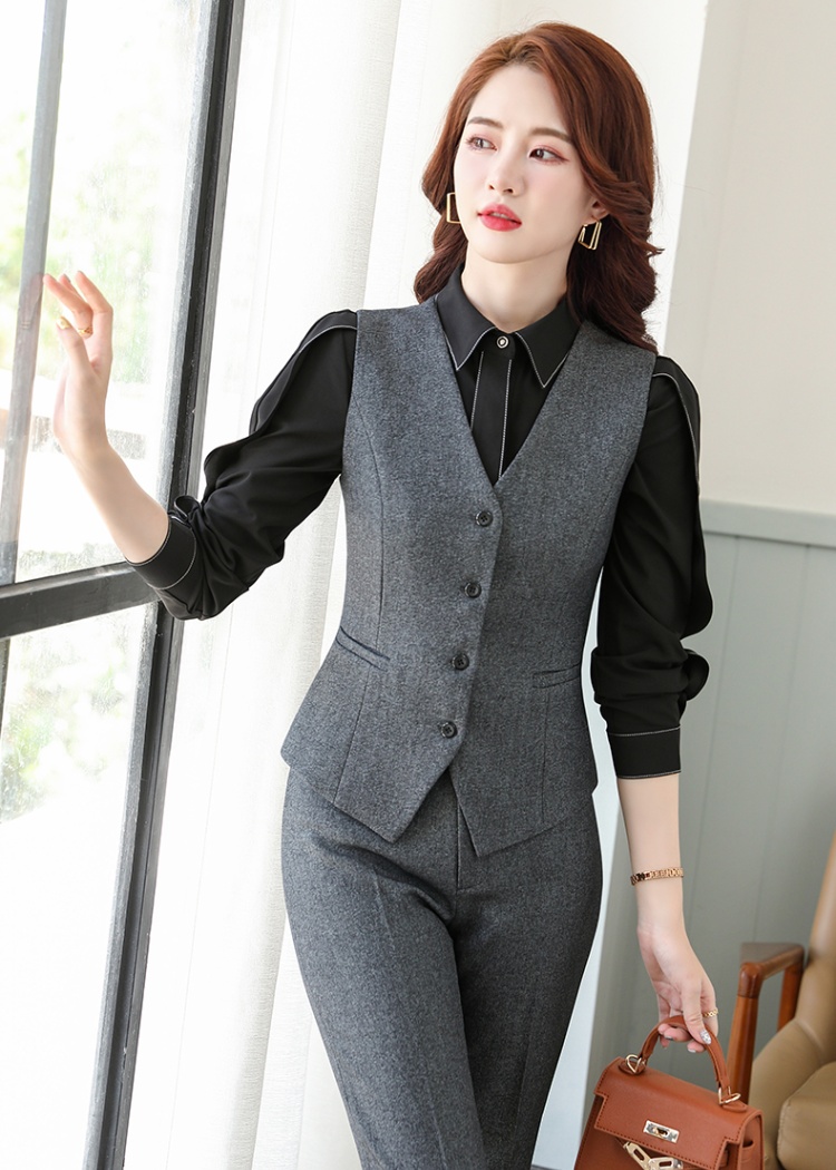 Slim waistcoat profession suit pants 2pcs set