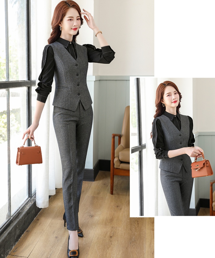 Slim waistcoat profession suit pants 2pcs set