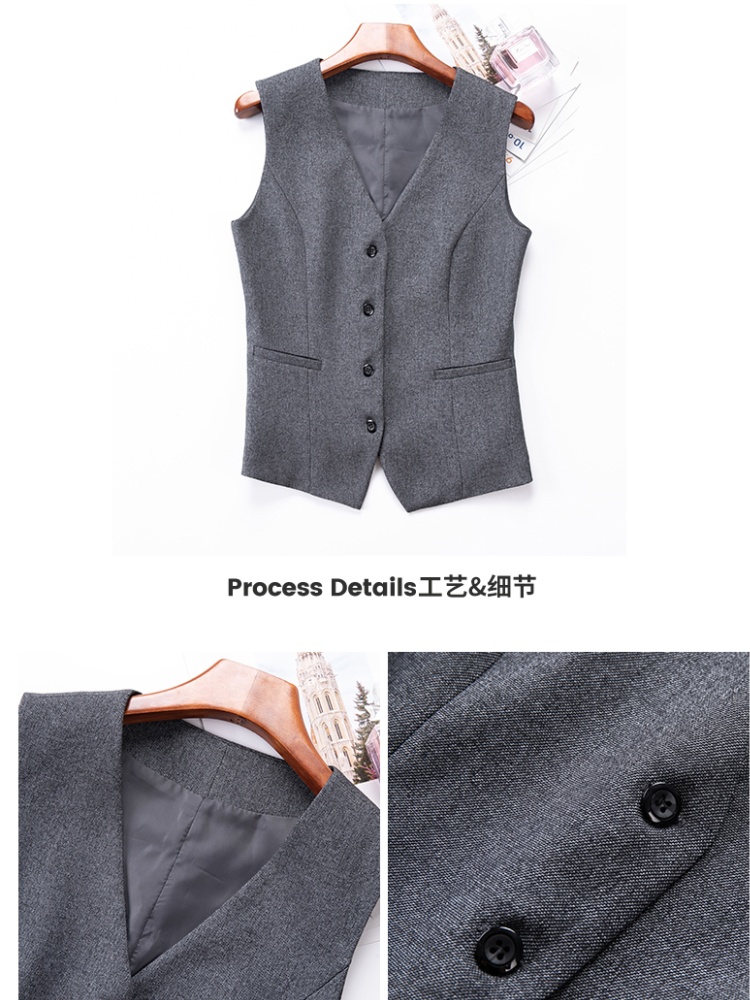 V-neck slim waistcoat overalls skirt 2pcs set for women