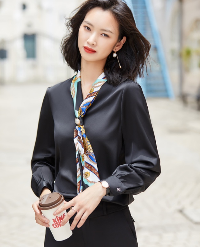 Autumn and winter tops white small shirt for women