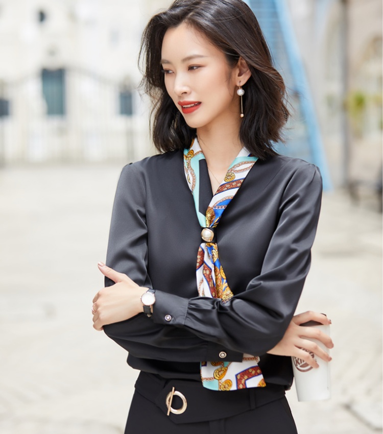 Autumn and winter tops white small shirt for women