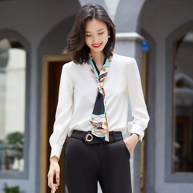 Autumn and winter tops white small shirt for women