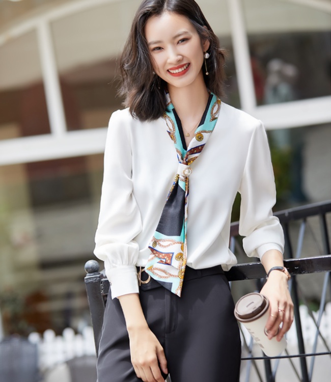 Autumn and winter tops white small shirt for women