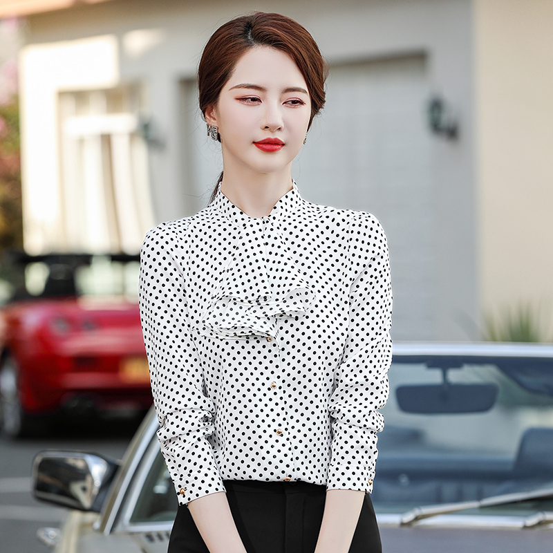 Polka dot fashion shirt niche chiffon shirt for women