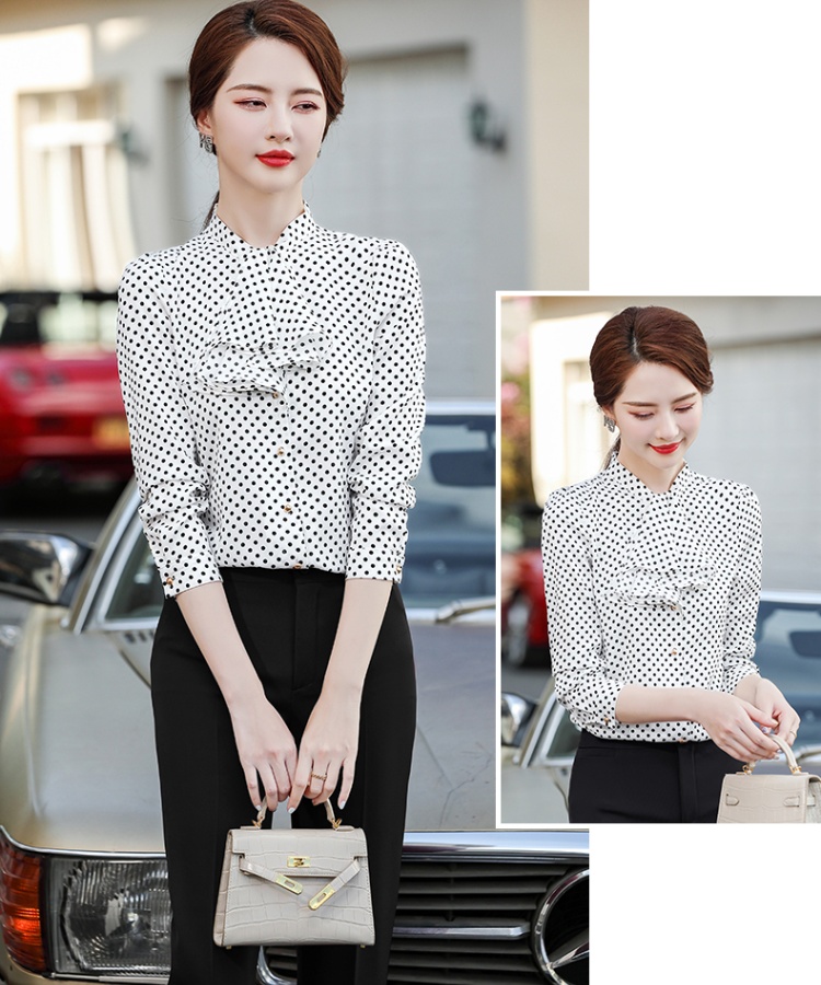 Polka dot fashion shirt niche chiffon shirt for women