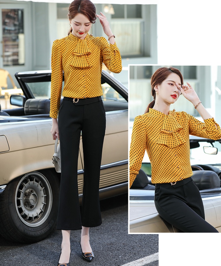 Polka dot fashion shirt niche chiffon shirt for women