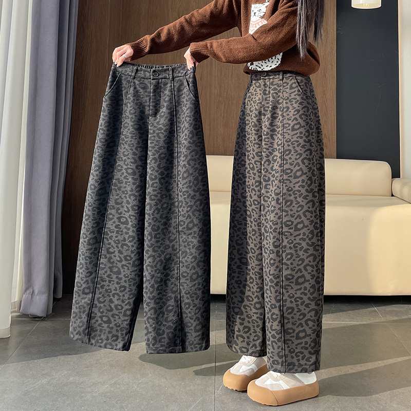 High waist leopard bloomers slim pants for women